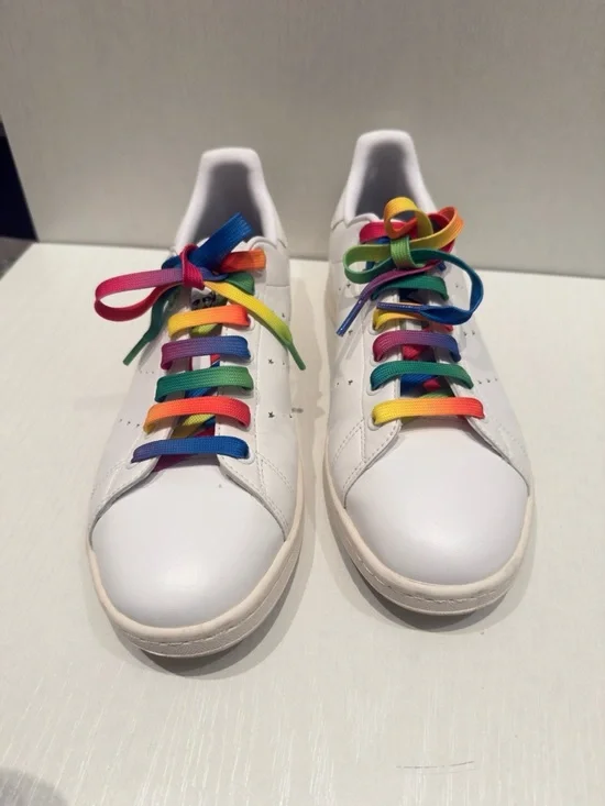 Adidas x Stella McCartney Stan Smith Sneakers Rainbow Laces White Size 9.5 Men - Picture 8 of 16